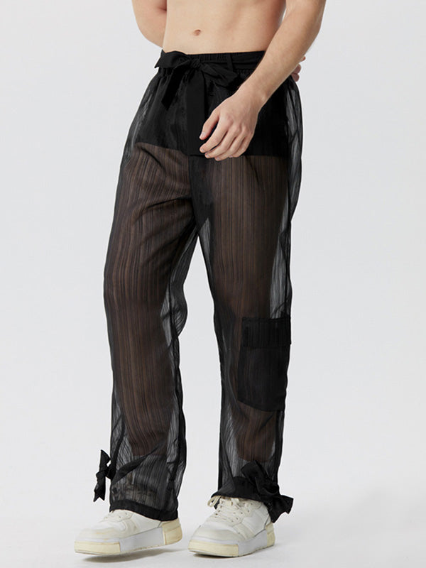 Mens Casual Striped See-Through Pant SKUK62925