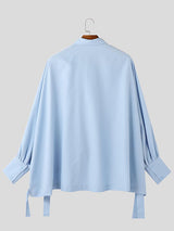 Mens Solid Color Oversized Long-Sleeve Shirt SKUK89195