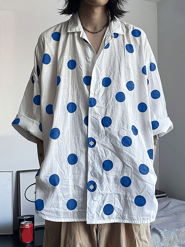 Mens Polka Dot Print Five Sleeve Shirt SKUK74701