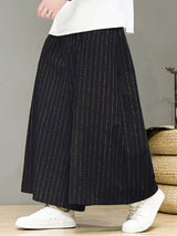 Mens Striped Wide Leg Drawstring Waist Pants SKUK32523