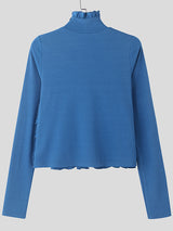 Mens Ruffle Collar Fitted Knit Long Sleeve T-Shirt SKUK83092