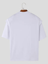 Mens V-Neck Shoulder Pad Short Sleeve T-Shirt SKUK69984