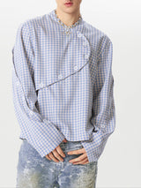 Mens Plaid Button Design Deconstruction Shirt SKUK43873