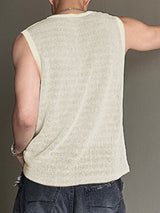 Mens Hollow Out Crew Neck Solid Vest SKUK35595