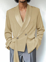 Mens Satin Patchwork Long Sleeve Blazer SKUK90357