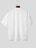 Mens Fringe Patchwork Stand Collar Casual Shirt SKUK61118