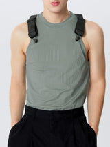 Mens Strap Ribbed Crew Neck Knit Tank SKUK64772