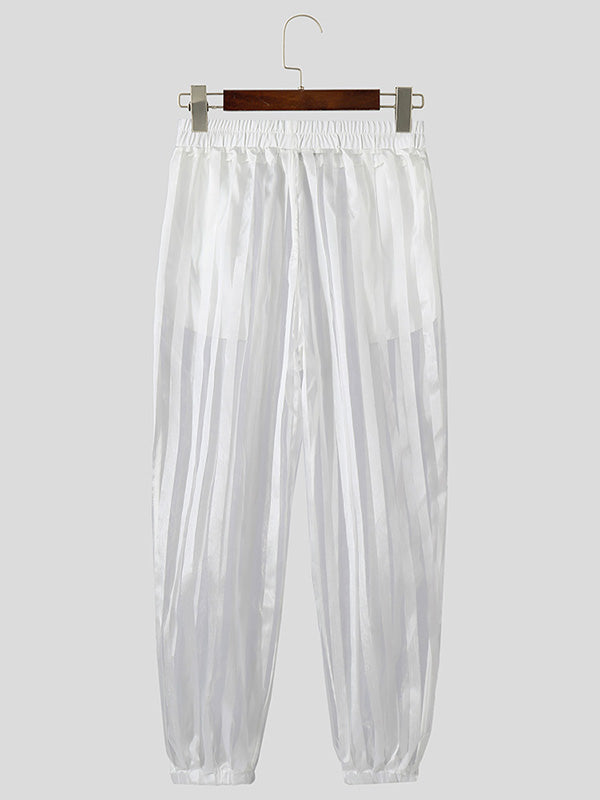 Mens Striped Mesh See through Pants SKUK48902