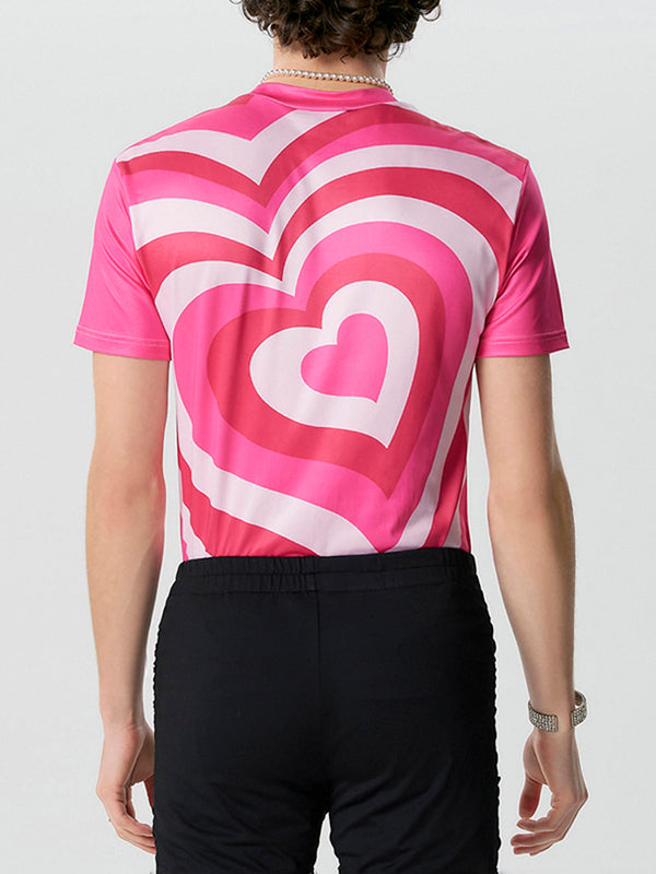 Mens Gradient Heart Print Short Sleeve T-Shirt SKUK46403