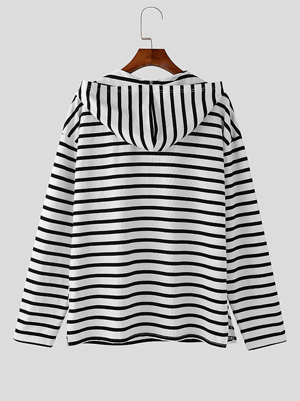 Mens Striped Long-Sleeve Hoodie SKUK89040