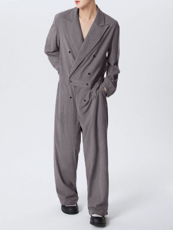 Mens Textured Striped Long Sleeve Jumpsuit SKUK74991