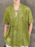 Mens Jacquard Textured Short Sleeve Shirt SKUK61122