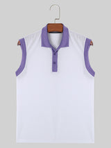 Mens Knit Textured Polo Collar Sleeveless Vest SKUK53556