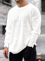 Mens Knit Hollow Solid Long Sleeve T-Shirt SKUK35612