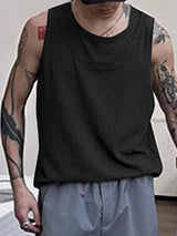 Mens Solid Color Layered Look Sleeveless Tank SKUK68787