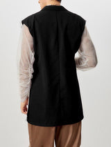 Mens Lace Patchwork Sleeveless Blazer SKUK83489