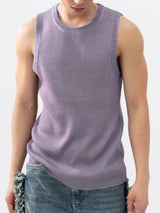 Mens Solid Knit Crew Neck Sleeveless Vest SKUK55802