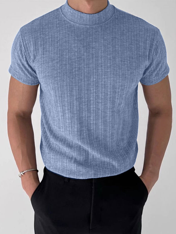 Mens Knit Textured Short Sleeve T-Shirt SKUK74921