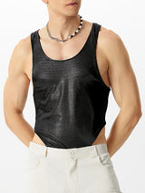 Mens Metallic Scoop Neck Sleeveless Bodysuit SKUK08693