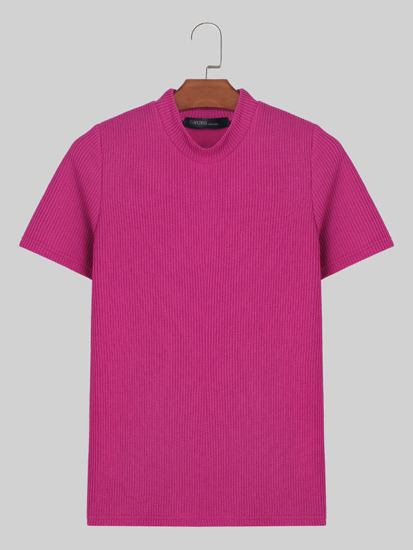 Mens Solid Knit Short Sleeve T-Shirt SKUK51225