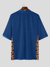 Mens Leopard Print Patchwork Short-Sleeve T-Shirt SKUK89231