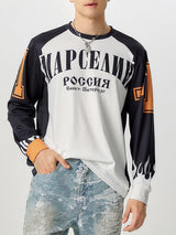 Mens Casual Color-Block Long-Sleeve T-Shirt SKUK78493