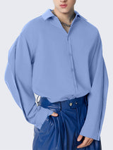 Mens Deconstructed Solid Color Long-Sleeve Shirt SKUK72506