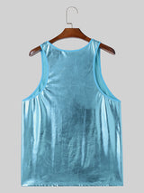 Mens Solid Glitter U-Neck Sleeveless Vest SKUK55065