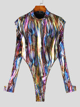 Mens Metallic Print Half-Collar Bodysuit SKUK16229