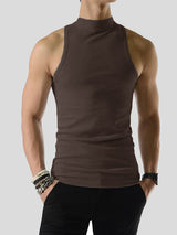 Mens Solid Half Collar Sleeveless Knit Tank SKUK02747