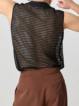 Mens Solid Mesh See Through Sleeveless Vest SKUK64326