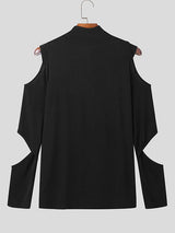 Mens Cutout High Neck Long Sleeve T-Shirt SKUK36561