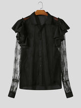 Mens Lace Sheer Long-Sleeve Shirt SKUK88249