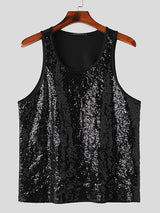 Mens Sequined Crew Neck Sleeveless Vest SKUK45287