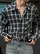 Mens Plaid Design Long Sleeve Shirt SKUK78598