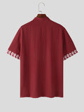 Mens Ethnic Pattern Patchwork Stand Collar Shirt SKUK49609