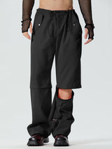 Mens Zip Deconstruction Drawstring Waist Cargo Pants SKUK36427