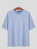 Mens Solid Rib-Knit Short Sleeve T-Shirt SKUK36563
