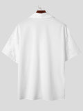 Mens Solid Jacquard Casual Short Sleeve Shirt SKUK58963