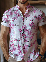 Mens Fashion Floral Print Short Sleeve Shirt SKUK66842