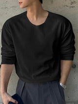 Mens V-Neck Knit Long Sleeve T-Shirt SKUK72686