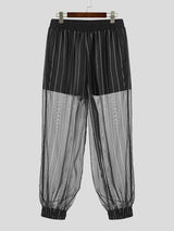 Mens Striped See Through Elastic Waist Pants SKUK62399