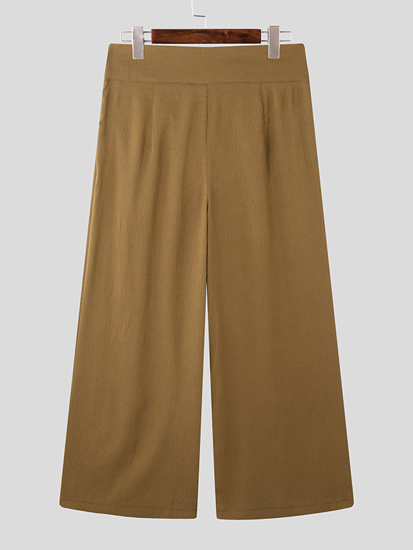 Mens Solid Color Loose Pleated Pant SKUK95657