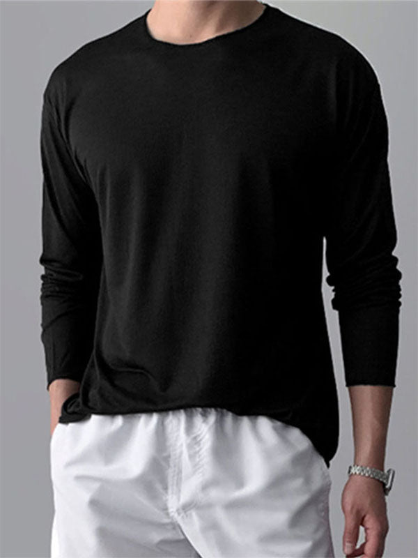 Mens Ruched Textured Long-Sleeve T-Shirt SKUK75390