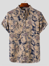 Mens Floral Cotton Linen Shirts SKUF47184