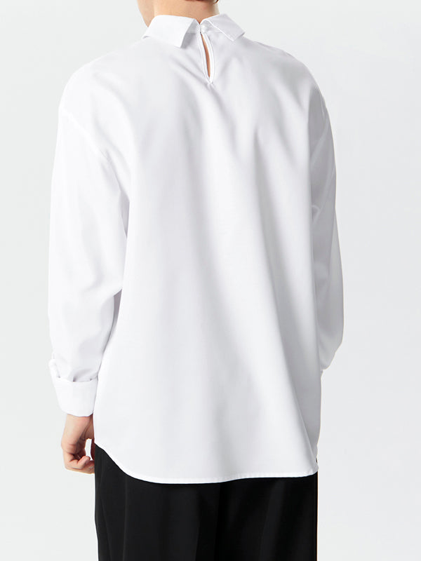 Mens Cutout Design Solid Long Sleeve Shirt SKUK41749