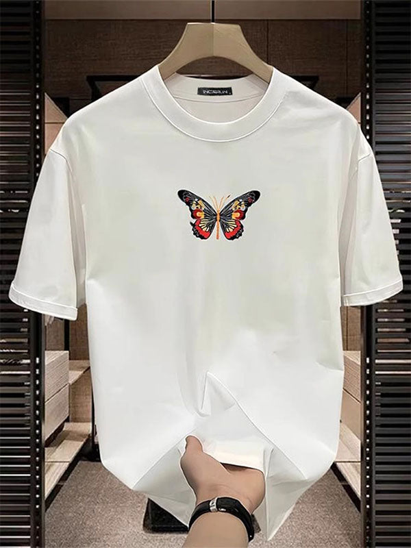 Mens Ethnic Butterfly Print Crew Neck T-Shirt SKUK71633