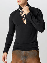 Mens Cut-Out Cross Design Long-Sleeve T-Shirt SKUK80281