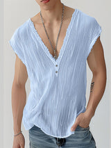 Mens Solid V-Neck Casual Sleeveless Vest  SKUK52101