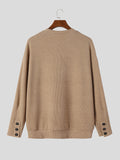 Mens Solid Button Cuff Knit Pullover Sweater SKUK37365